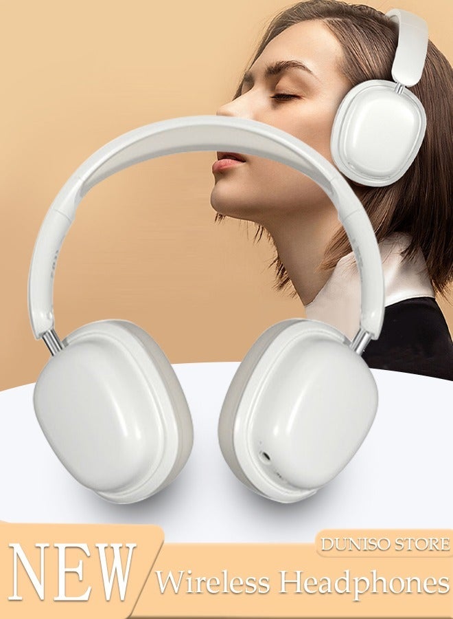 Bluetooth Headphones Over Ear, Bluetooth 5.3 Foldable Adjustable Wireless Earphone with Comfort Fit Ear Cups Multifunction button, Intelligent Noise Reduction for Home Office Travel