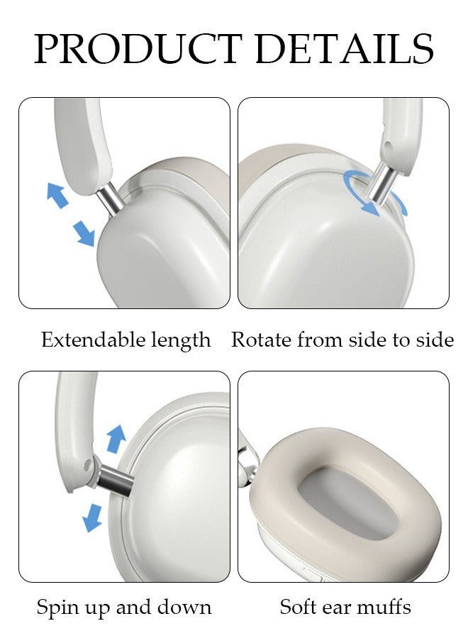 Bluetooth Headphones Over Ear, Bluetooth 5.3 Foldable Adjustable Wireless Earphone with Comfort Fit Ear Cups Multifunction button, Intelligent Noise Reduction for Home Office Travel