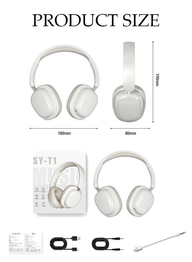 Bluetooth Headphones Over Ear, Bluetooth 5.3 Foldable Adjustable Wireless Earphone with Comfort Fit Ear Cups Multifunction button, Intelligent Noise Reduction for Home Office Travel