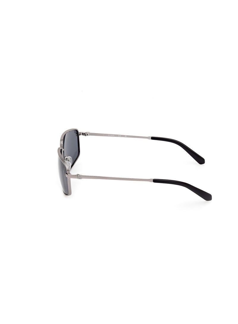 Men's Polarized Rectangular Shape Sunglasses - GU0008808D62 - Lens Size: 62 Mm - Shiny Gunmetal