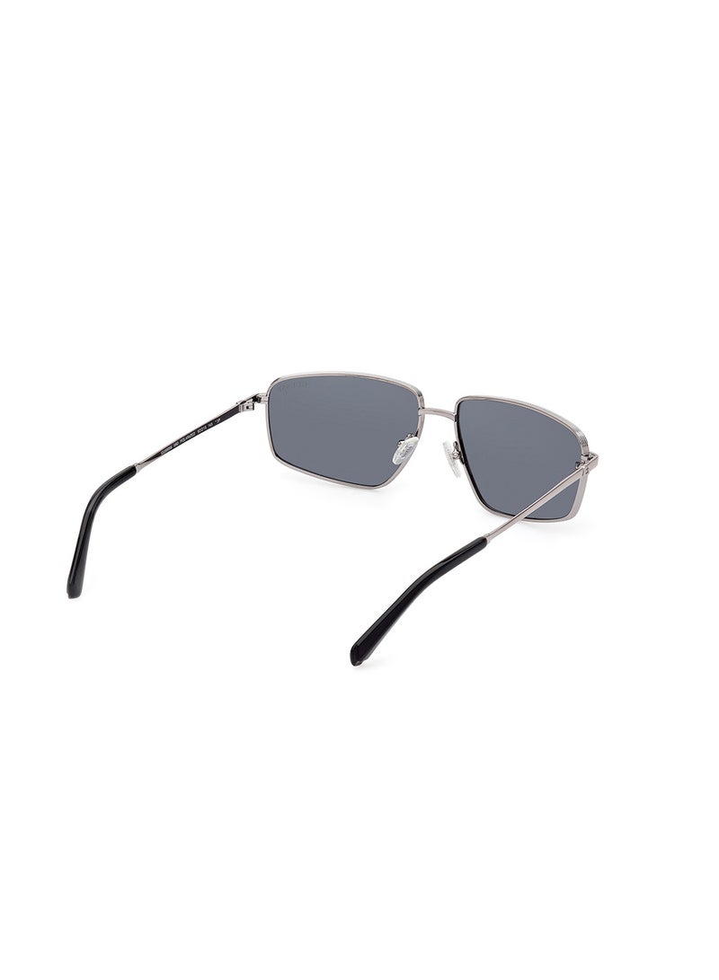 Men's Polarized Rectangular Shape Sunglasses - GU0008808D62 - Lens Size: 62 Mm - Shiny Gunmetal
