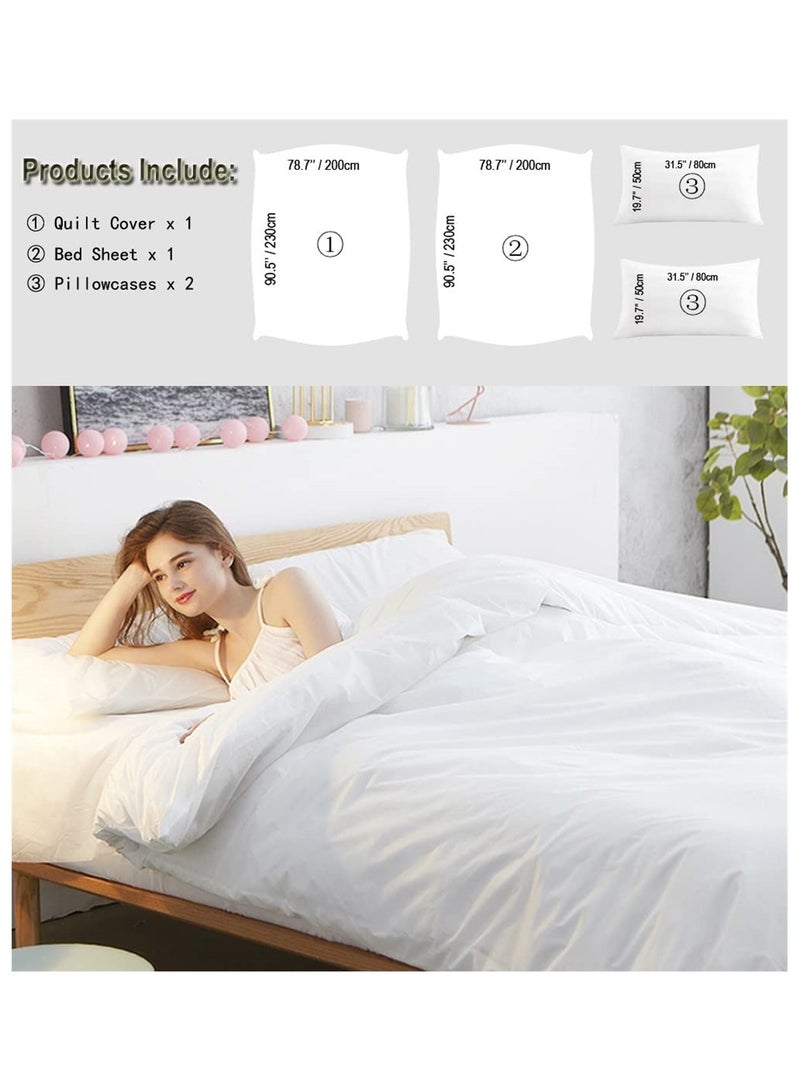 4 PCS Bed Sheets Set Disposable for Travel, Sheets Double Bed Travel Sheets for Hotel, Portable Sheet Quilt Cover Pillowcase Set for Travel Business Trip Spa Hotel, Ready to use Disposable Bedding Set