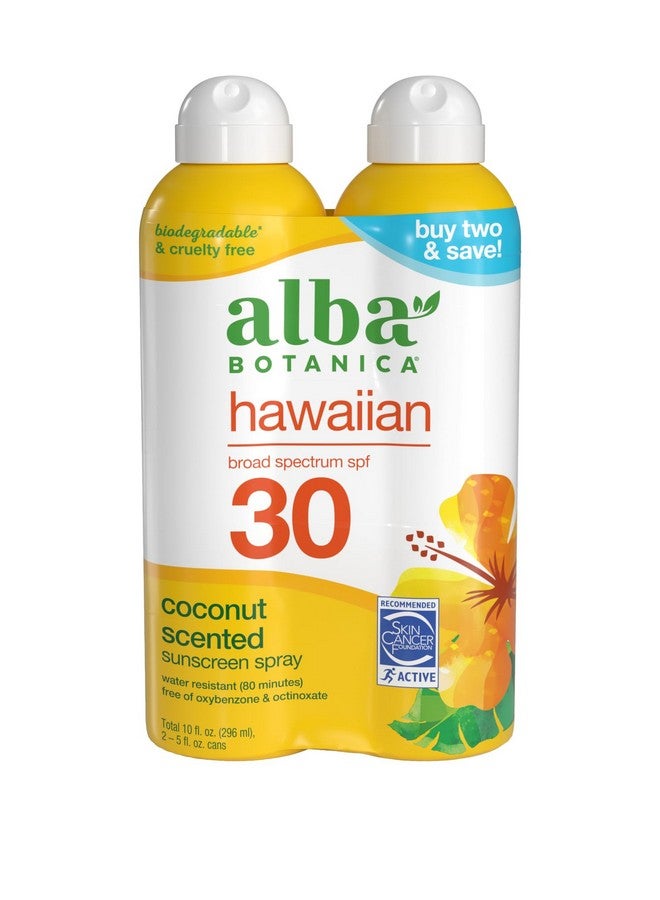 Hawaiian Coconut Sunscreen Spray Broad Spectrum Spf 30 Sunscreen Water Resistant And Biodegradable 5 Fl Oz Bottle (Pack Of 2)