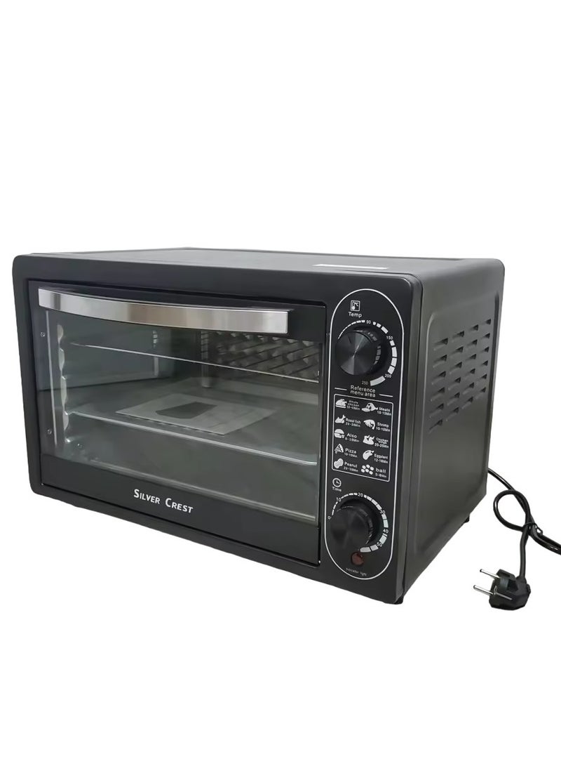 Silver Crest 48L Large Electric OEM Customized Countertop, Cooks Baking Pizza Griller Toaster Oven (Black)