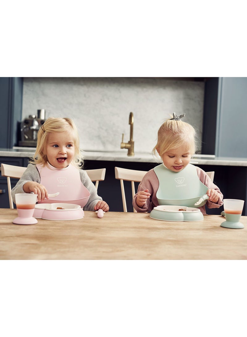 Pack Of 2 Baby Plate, Spoon With Fork For Feeding Powder Pink And White