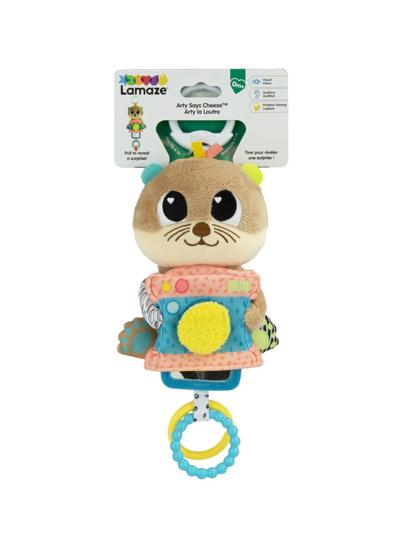 Arty Says Cheese Otter: Engaging Clip-and-Go Baby Pram Toy, Sensory and Early Development Toy for Babies 0-6 Months, Perfect Baby Shower Gift, Multicolored and Interactive