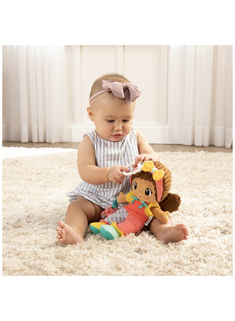 My Friend Jasmine: Car Seat and Stroller Hanging Toy, Soft Baby Doll with Crinkle Features and Rattle Flower, Perfect for Sensory and Motor Skill Development, Suitable for Ages 0 Months and Up