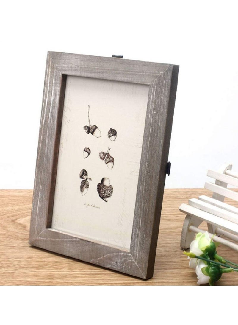 Retro Wooden Picture Frame, 6-Inch Vintage Photo Display Frames for Home Office Shop Store 4R Decoration Draws Festivals Gift (Antique Wood Color)