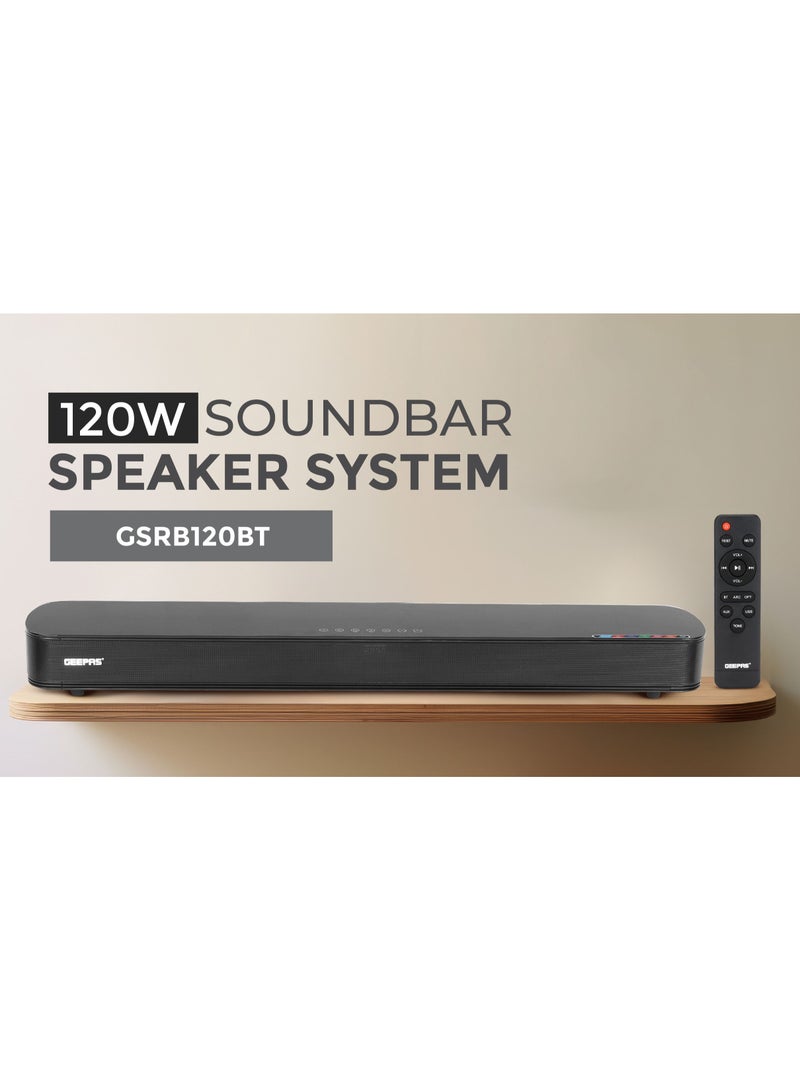 Portable SoundBar 120W | Bluetooth 5.0 | Optical & ARC Input | Connect To TV, Mobile, Laptop & More | GSRB120BT Black