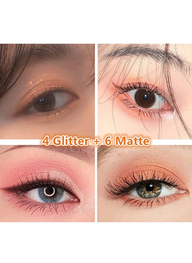 10 Colors Nude Eyeshadow Palette Colorful Matte and Glitter Eye Makeup Palette, High Pigmented, Pearl White Face Body Cheek Diamond Shimmer Highlighter Highlight Makeup Palette Powder