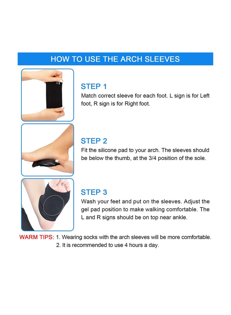 Compression Arch Support Sleeves, Plantar Fasciitis Socks, Cushioned Arch Support Braces Gel Pads for Flat Foot Pain, Relief Plantar Fasciitis Heel Spurs, Ankle Injuries 1Pairs