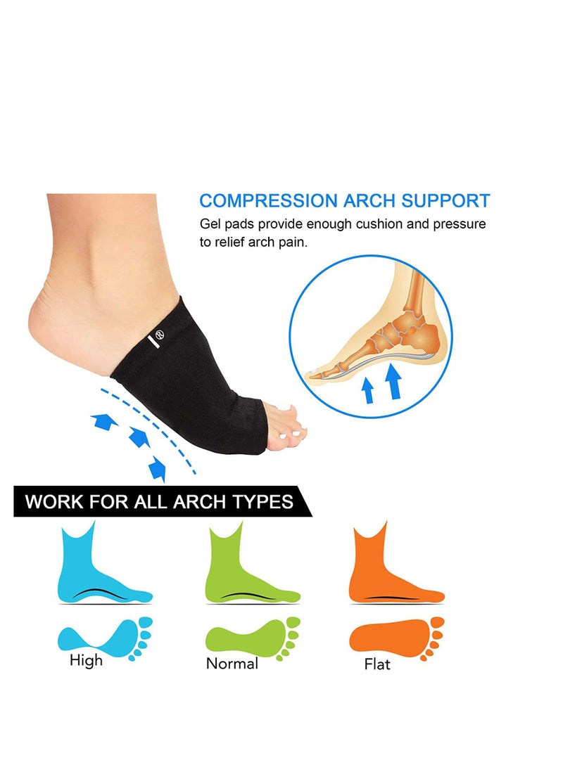 Compression Arch Support Sleeves, Plantar Fasciitis Socks, Cushioned Arch Support Braces Gel Pads for Flat Foot Pain, Relief Plantar Fasciitis Heel Spurs, Ankle Injuries 1Pairs
