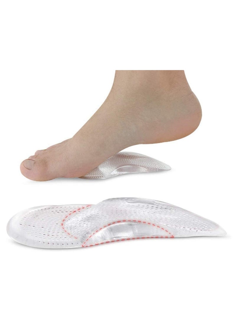 2Pairs Gel Insoles Women Clear Metatarsal Pads Shoe Insoles Arch Support Sleeve Pads Flat Feet Adhesive Reusable Arch Cushions Inserts Arch Foot Pads Insoles Supports for Cushioning and Pain Relief