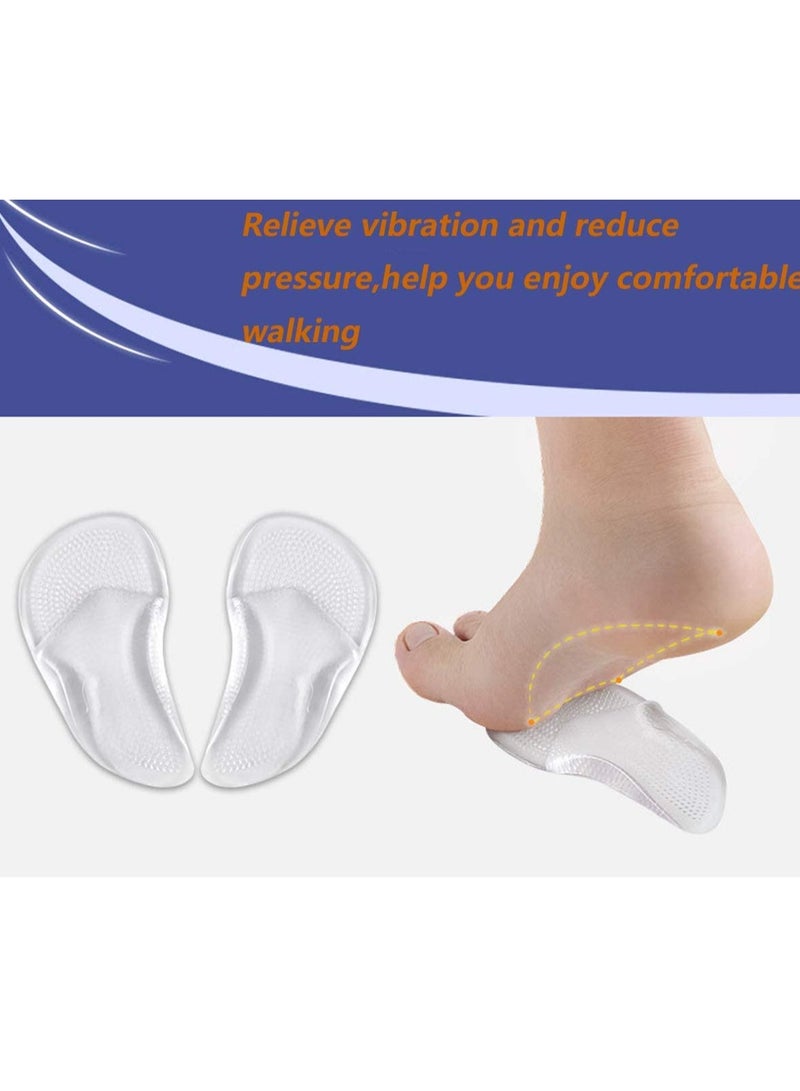 2Pairs Gel Insoles Women Clear Metatarsal Pads Shoe Insoles Arch Support Sleeve Pads Flat Feet Adhesive Reusable Arch Cushions Inserts Arch Foot Pads Insoles Supports for Cushioning and Pain Relief