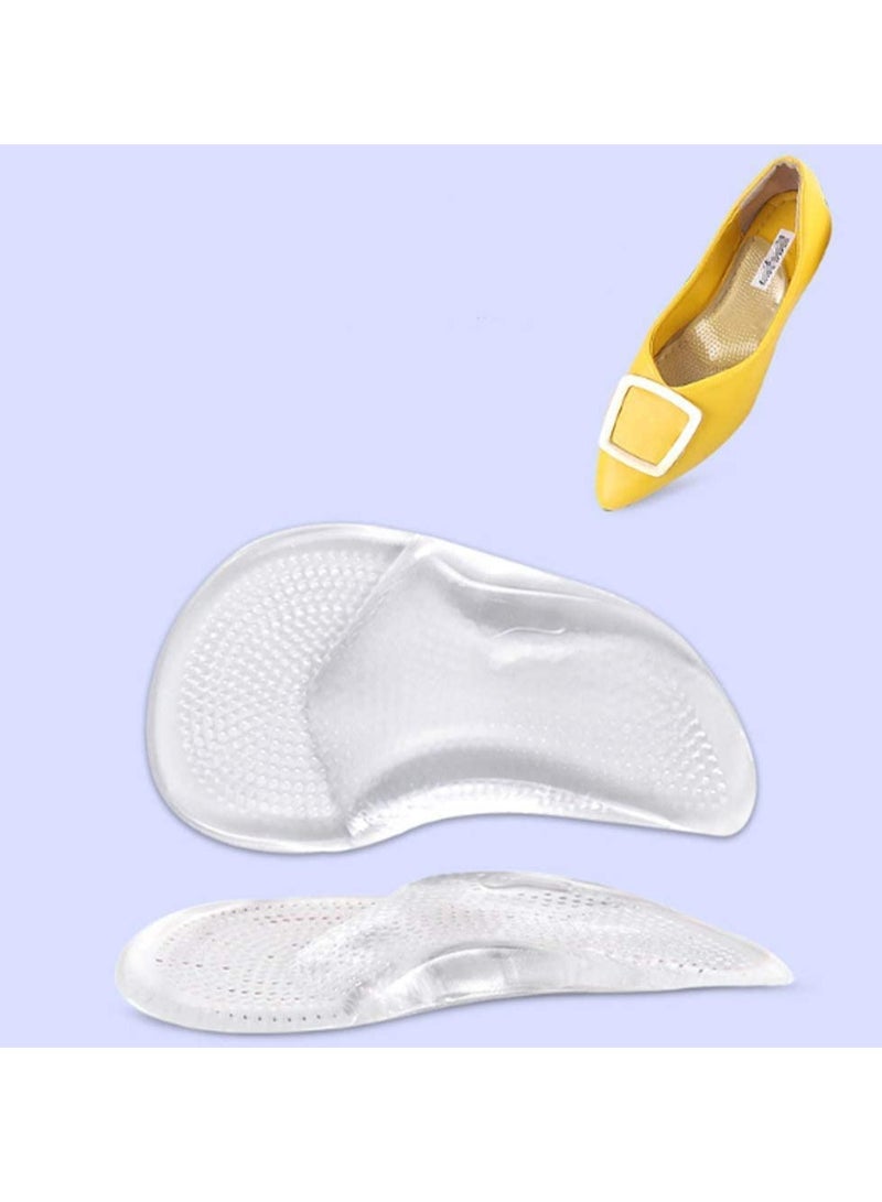 2Pairs Gel Insoles Women Clear Metatarsal Pads Shoe Insoles Arch Support Sleeve Pads Flat Feet Adhesive Reusable Arch Cushions Inserts Arch Foot Pads Insoles Supports for Cushioning and Pain Relief