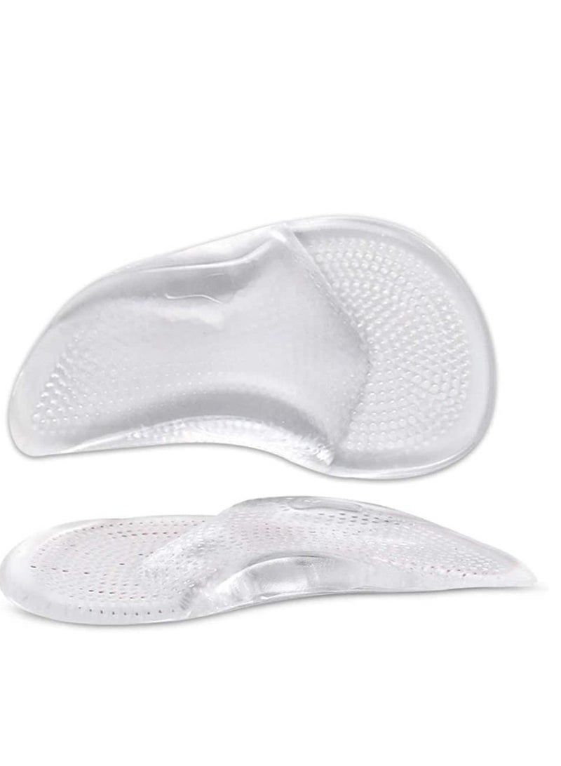 2Pairs Gel Insoles Women Clear Metatarsal Pads Shoe Insoles Arch Support Sleeve Pads Flat Feet Adhesive Reusable Arch Cushions Inserts Arch Foot Pads Insoles Supports for Cushioning and Pain Relief