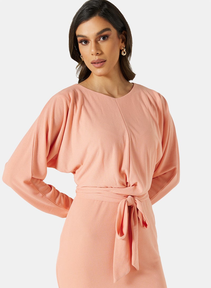 Belted Waist Dress Pink