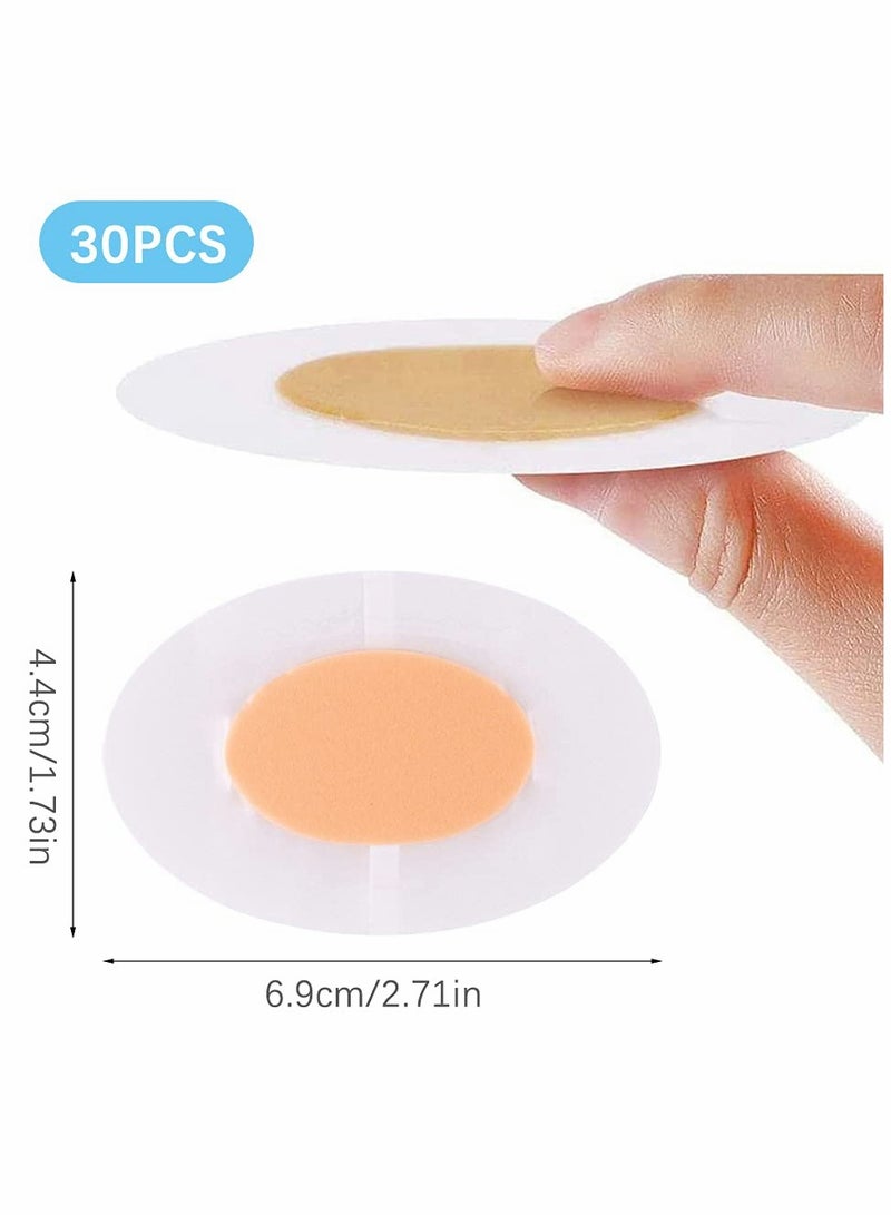 Blister Plasters Bandages 30 PCS Oval Hydrocolloid Plasters Waterproof Gel Pads Adhesive Bandages for Protecting Foot Toe from Rubbing Shoes