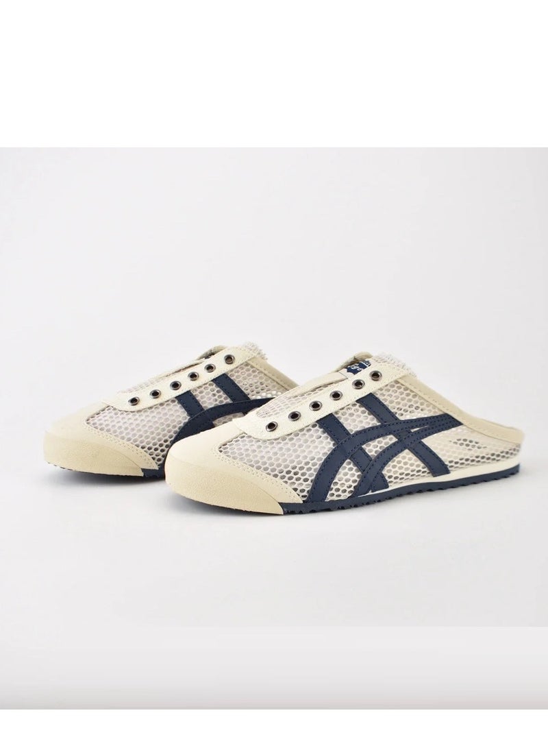 【Summer Only】Men and Women Mexico66 Sabot - Slip On Cool Summer Casual Sandals Athlesiure/Colorblock Sneakers Shoes Beige/Navy