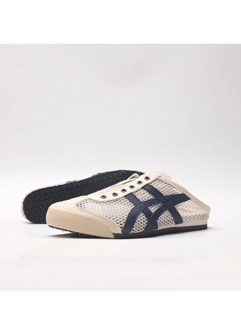 【Summer Only】Men and Women Mexico66 Sabot - Slip On Cool Summer Casual Sandals Athlesiure/Colorblock Sneakers Shoes Beige/Navy