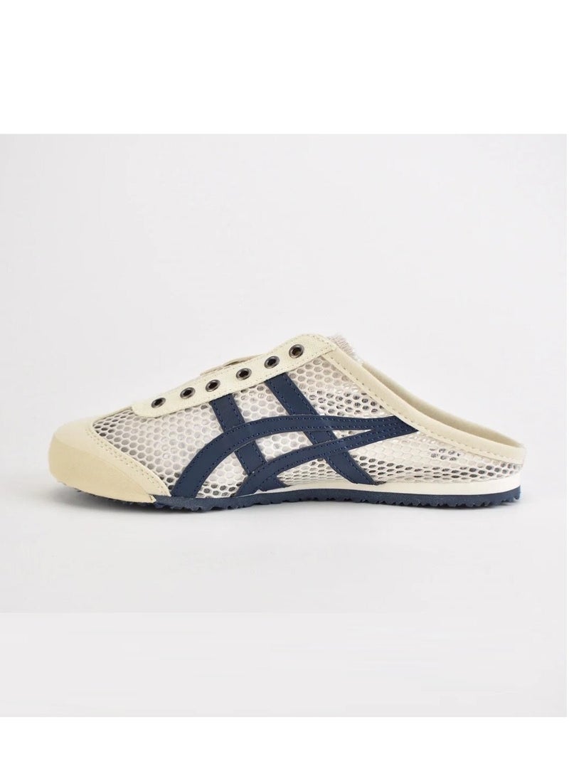 【Summer Only】Men and Women Mexico66 Sabot - Slip On Cool Summer Casual Sandals Athlesiure/Colorblock Sneakers Shoes Beige/Navy