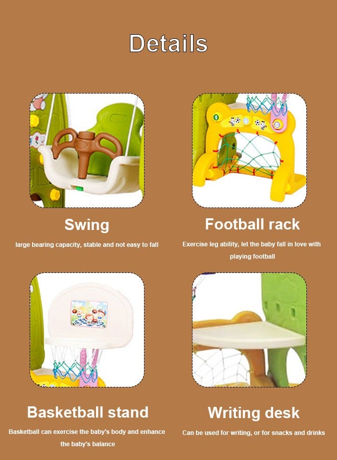 Kids Baby 4 In 1 Swing Plastic Desk Basketball Hoop and Football Rack Indoor Park Playground Play Area