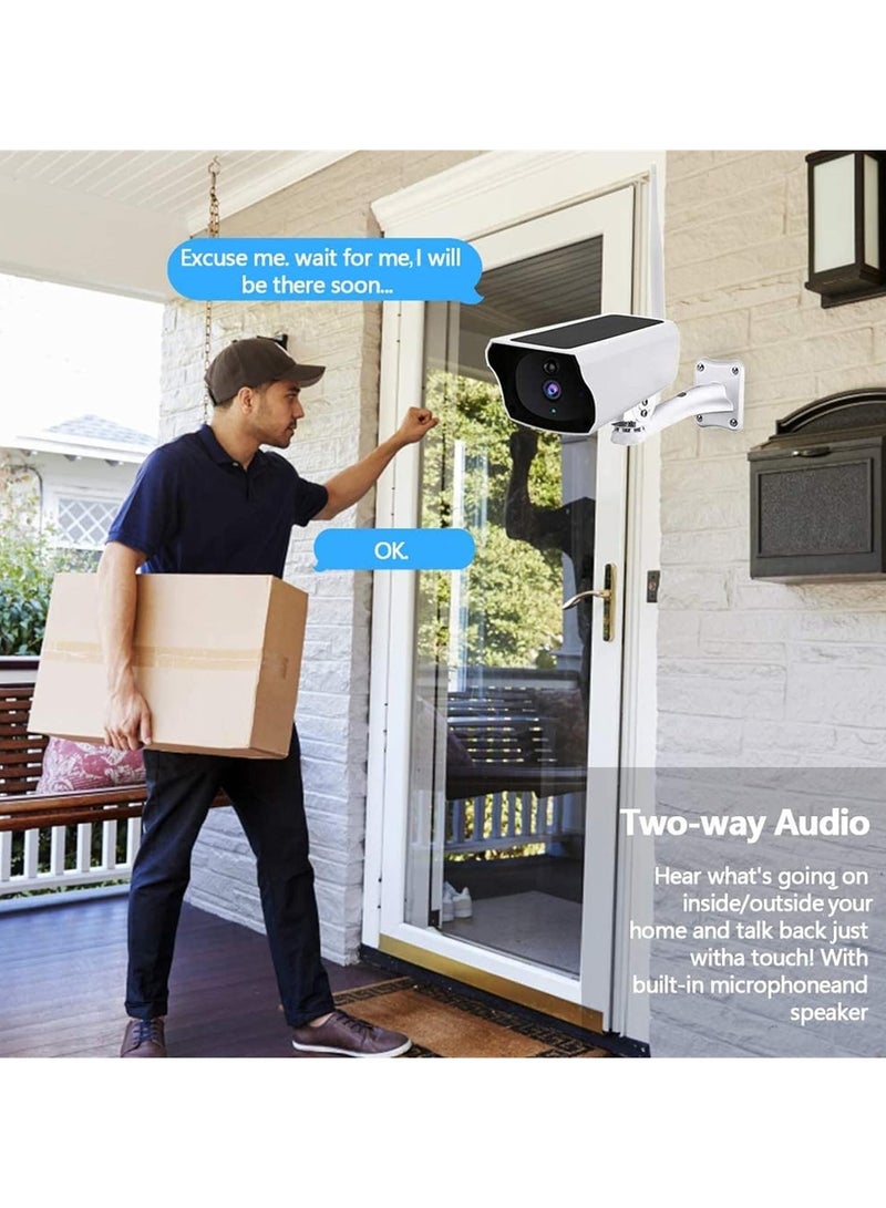 Solar Security Cameras Wireless Outdoor 1080p HD Wireless Solar Wifi Camera Smart Home Security Surveillance Outdoor Camera CCTV Video Monitor Motion Detection IP Cam For Security (With 32GB Card)