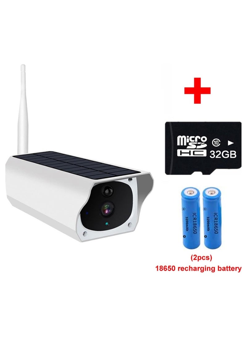 Solar Security Cameras Wireless Outdoor 1080p HD Wireless Solar Wifi Camera Smart Home Security Surveillance Outdoor Camera CCTV Video Monitor Motion Detection IP Cam For Security (With 32GB Card)