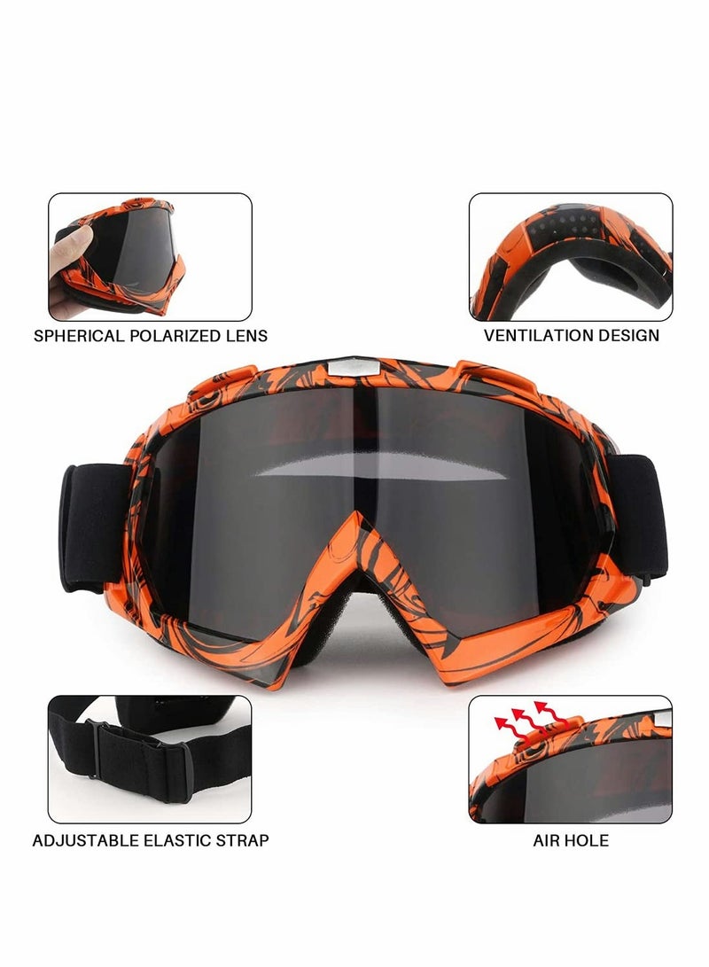 Motorcycle Goggles, ATV Dirt Bike Anti Scratch Motocross Protect Bendable Eyewear Off Road Dust proof Anti Fog Riding Goggles with Adjustable Strap for Adult Youth (Transparent Lens Type)