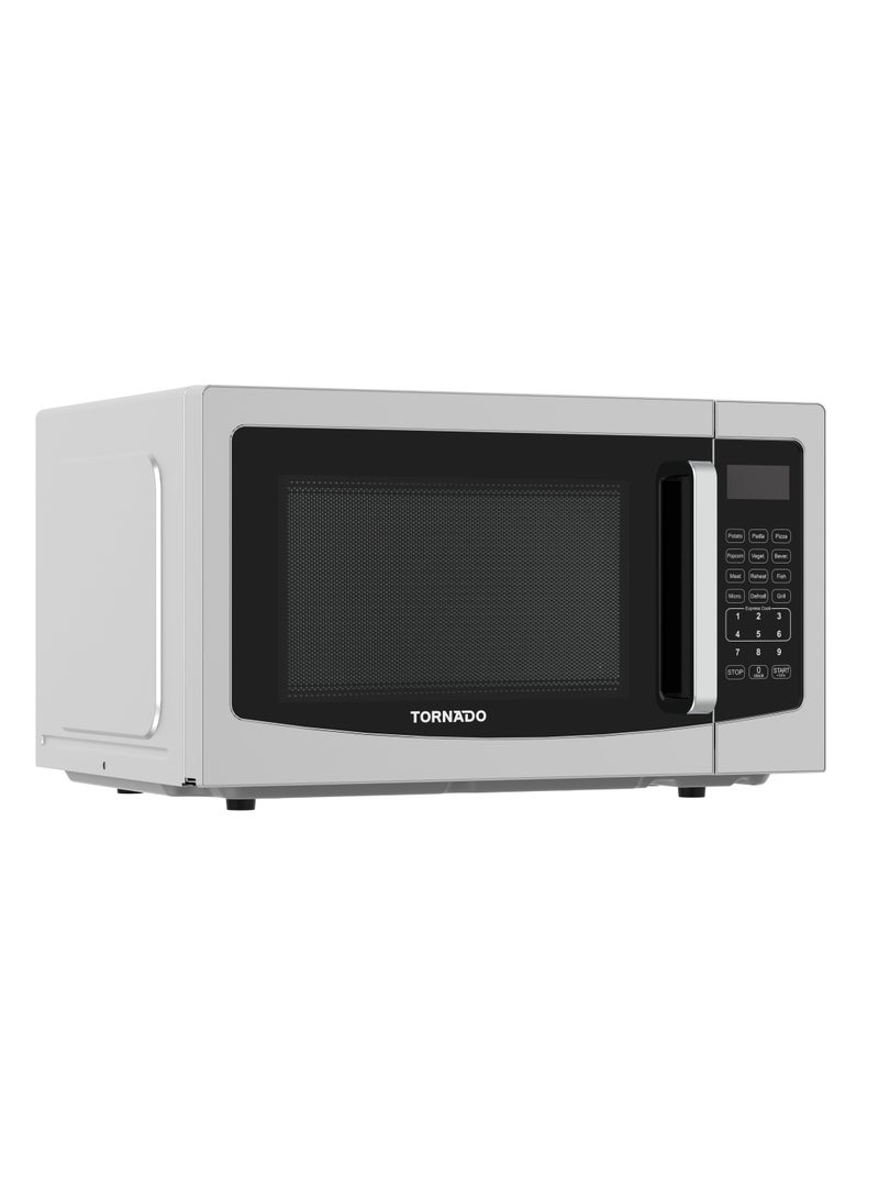 Tornado 30 Liters Digital Microwave Oven 3 in 1 with Grill function 10 Power Levels, 900W, Touch Control panel, Child-Safety-Lock, Defrost Function, 8 Auto cooking function, Silver, TWDG-30L-S-E