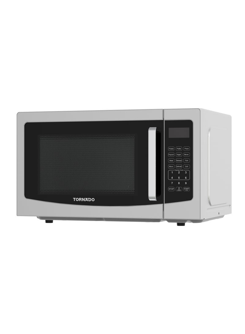 Tornado 30 Liters Digital Microwave Oven 3 in 1 with Grill function 10 Power Levels, 900W, Touch Control panel, Child-Safety-Lock, Defrost Function, 8 Auto cooking function, Silver, TWDG-30L-S-E