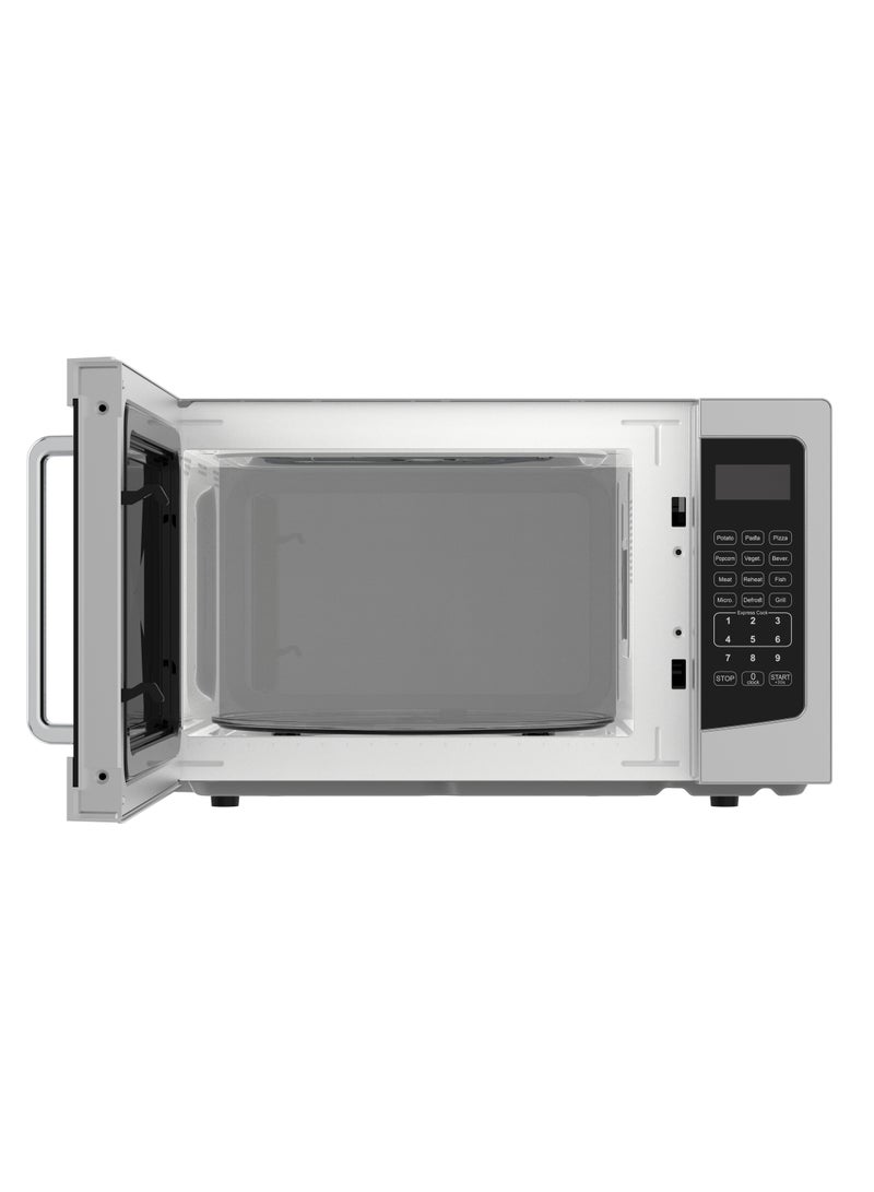 Tornado 30 Liters Digital Microwave Oven 3 in 1 with Grill function 10 Power Levels, 900W, Touch Control panel, Child-Safety-Lock, Defrost Function, 8 Auto cooking function, Silver, TWDG-30L-S-E