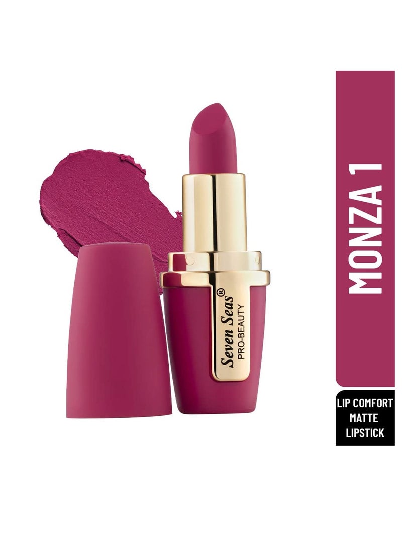 Seven Seas Lip Comfort Velvet Finish Matte Lipstick Long Lasting Smooth Application fsun proTransferproof and Smudge Proof  Highly Pigemented Lipstick for Women Monza