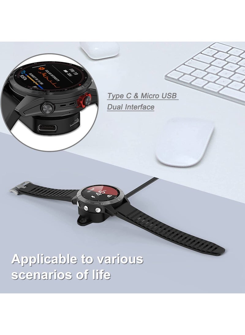 Charging Dock Adapter for Garmin Watch, USB C & Micro USB Watch Charger Charging Adapter Connector Converter Dock, Compatible with Fenix, Instinct, Tide, Tactical, Forerunner, and More Series
