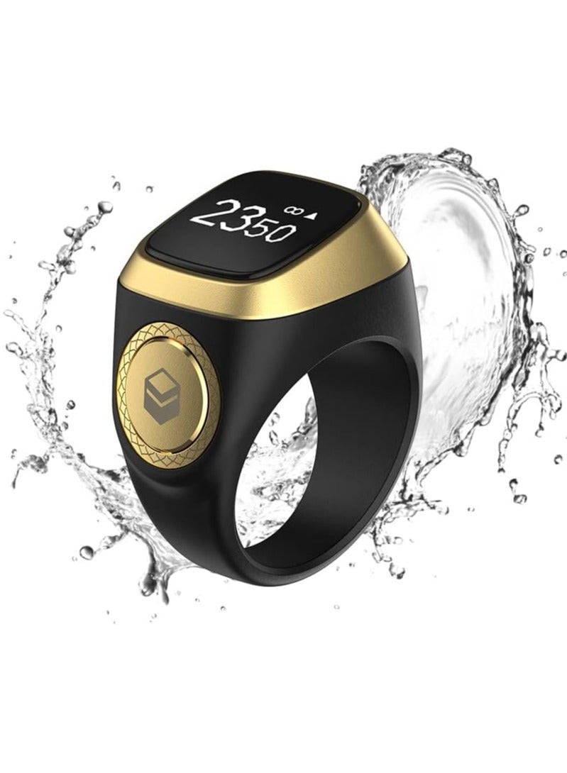 iQIBLA Smart Tasbih Zikr Ring-Muslim Prayer-Prayer timing reminder-OLED display-Tasbih Counter-Smart Ring-Wearable Technology-Waterproof Black- E0120BK- 20mm- USB by LUKADAH