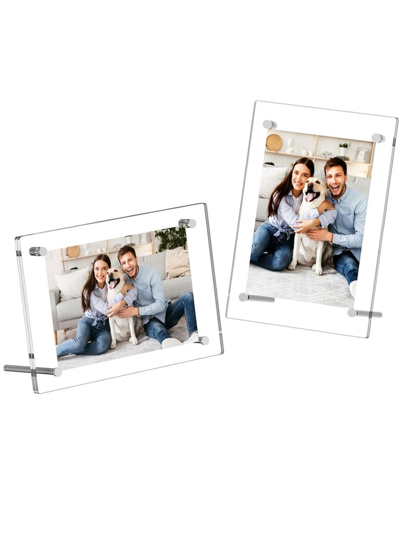 Acrylic Photo Frame with Stand 13*18CM Desktop Clear Acrylic Photo Frame Lossless Clarity Decorative Poster Frame Tabletop Display Desktop Frameless Postcard Display (1 Pack)