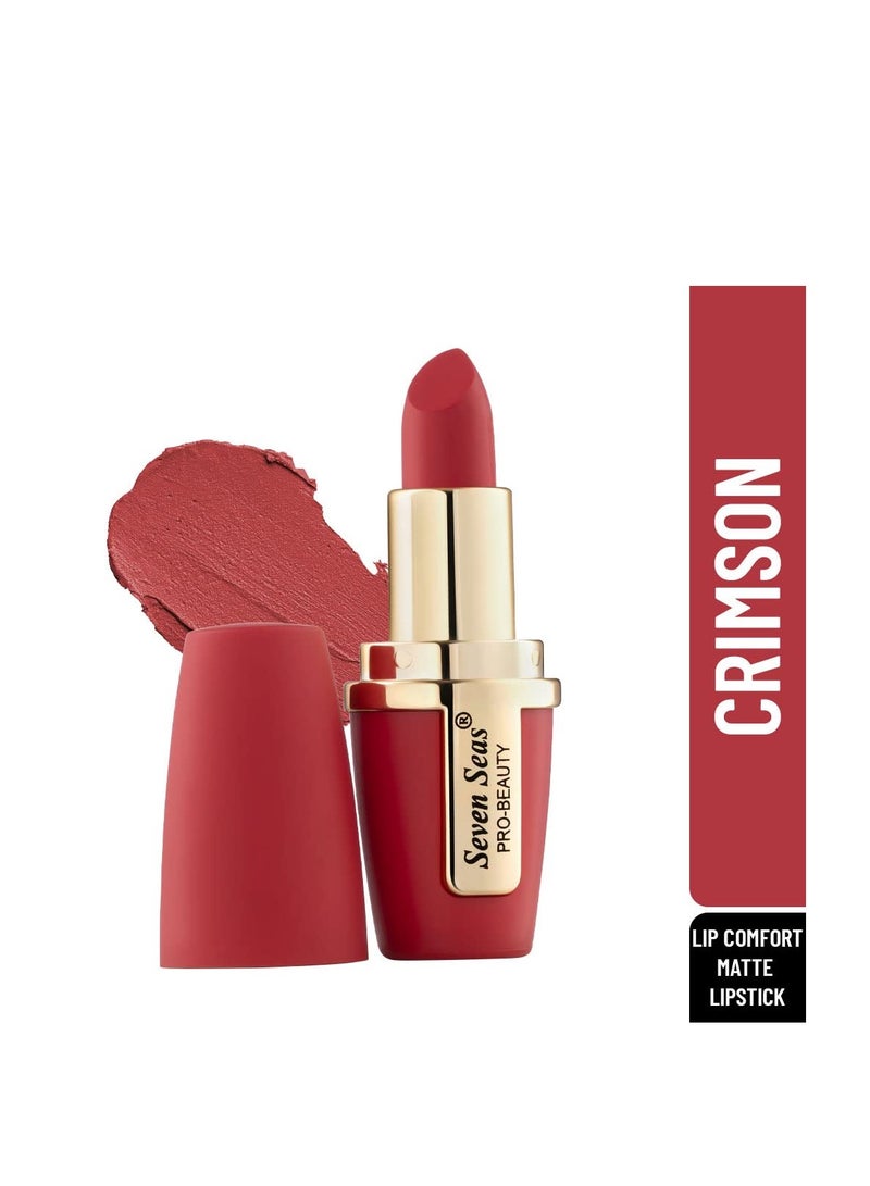 Seven Seas Lip Comfort Velvet Finish Matte Lipstick Long Lasting Smooth Application fsun proTransferproof and Smudge Proof  Highly Pigemented Lipstick for Women  Crimson