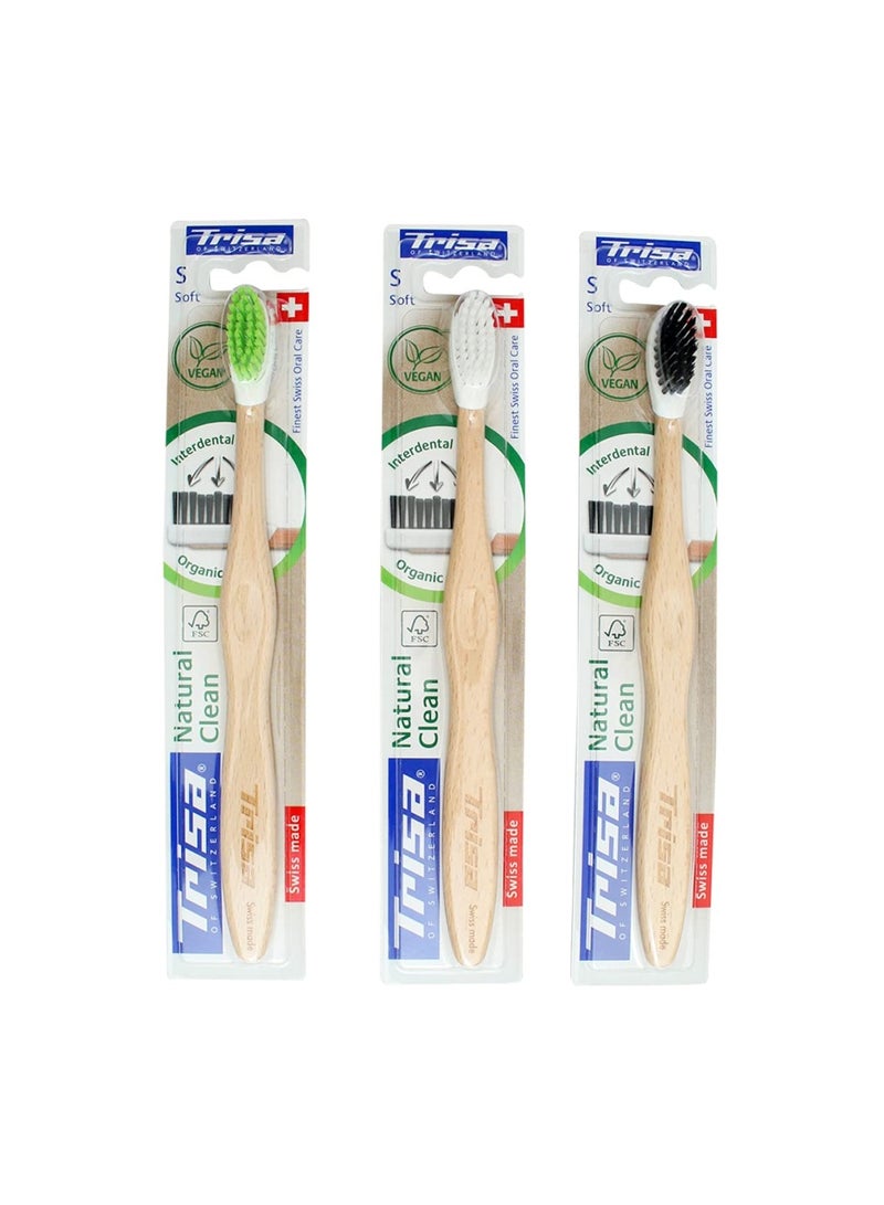 Natural Clean Soft.  Natural Clean Wooden Toothbrush The Sustainable Toothbrush Made From Swiss Beech Wood. Bristles And Brush Head Made From Renewable Organic Plastic.