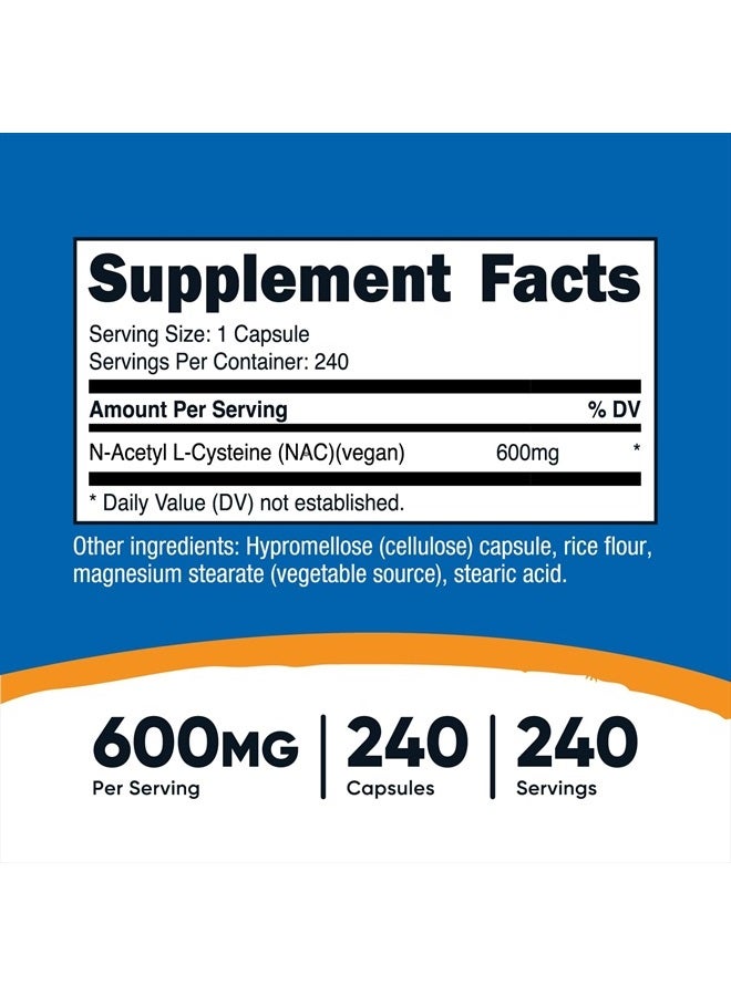 NAC, N-Acetyl L-Cysteine, 600mg - 240 Capsules