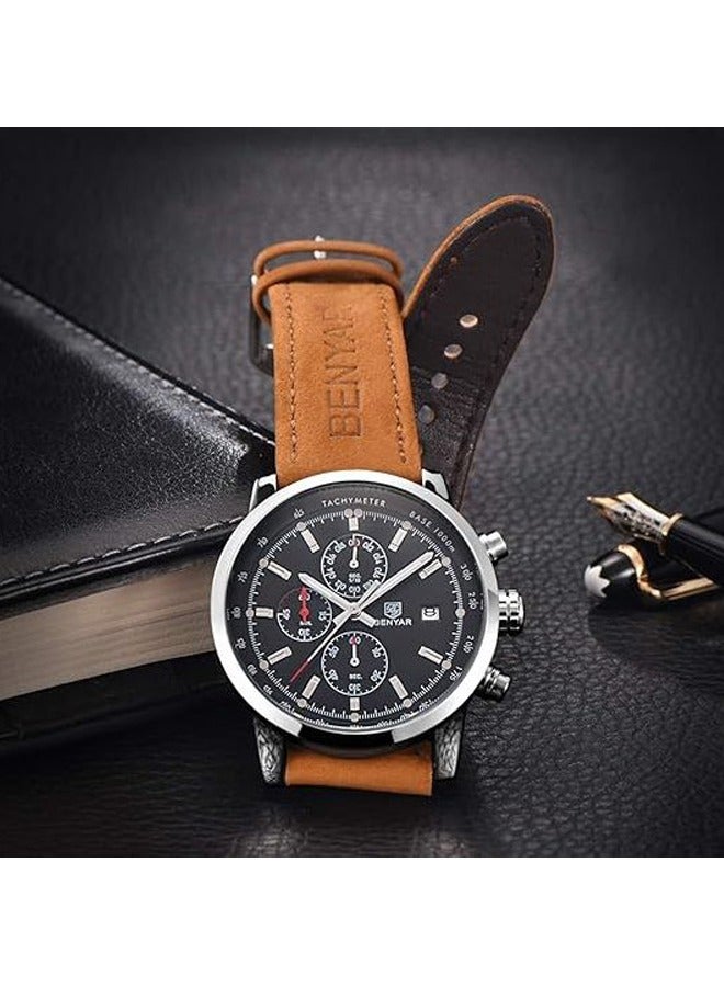 BENYAR men's watch quartz movement watch waterproof men's watch multi-function chronograph dial date display business leisure watch