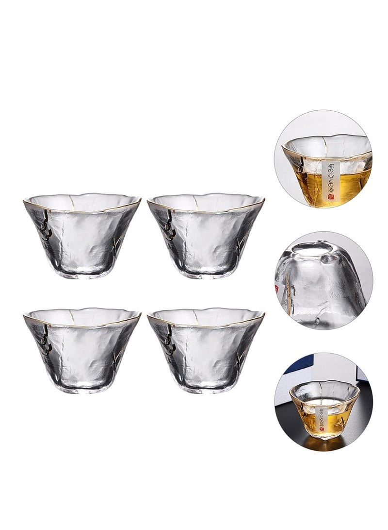 Glass Sake Cups Heat Resistant Tea Cup Elegant Sake Shot Cups Serving Healthy and Transparent Glass Material Ideal for Cold Sake Tea Various Beverages Great for Parties and Weddings 4Pcs