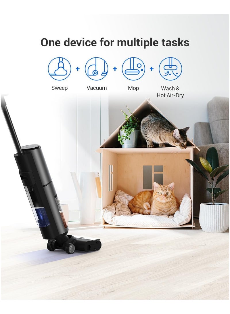 Cordless Wet-Dry Vacuum Cleaner, Sweep & Mop, Self-Cleaning, Anti-Bacteria, Anti-Odor, Clean up to 200m², Ozone Sterilization Air-Dry, Stain Sensing, Dual-Tank, LED, Safe for Pet (RH2)