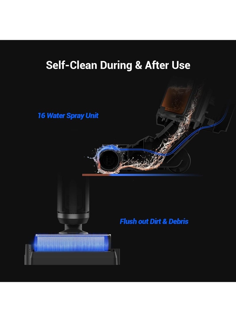 Cordless Wet-Dry Vacuum Cleaner, Sweep & Mop, Self-Cleaning, Anti-Bacteria, Anti-Odor, Clean up to 200m², Ozone Sterilization Air-Dry, Stain Sensing, Dual-Tank, LED, Safe for Pet (RH2)