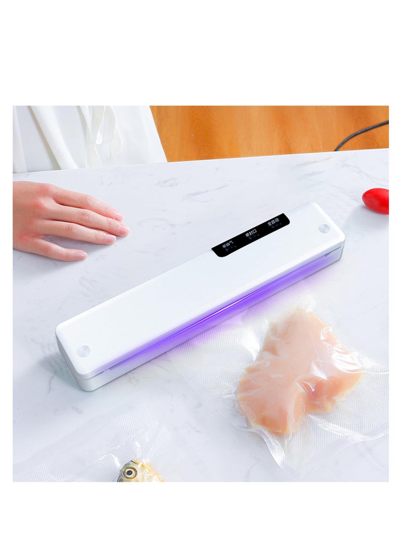 Full Automatic Vacuum Sealer Machine, Food Preservation Vacuum Sealer with LED Indicator Lights for Food Preservation, Compact Design, Automatic Dry/Moist Food Modes Extended Food Freshness (White)