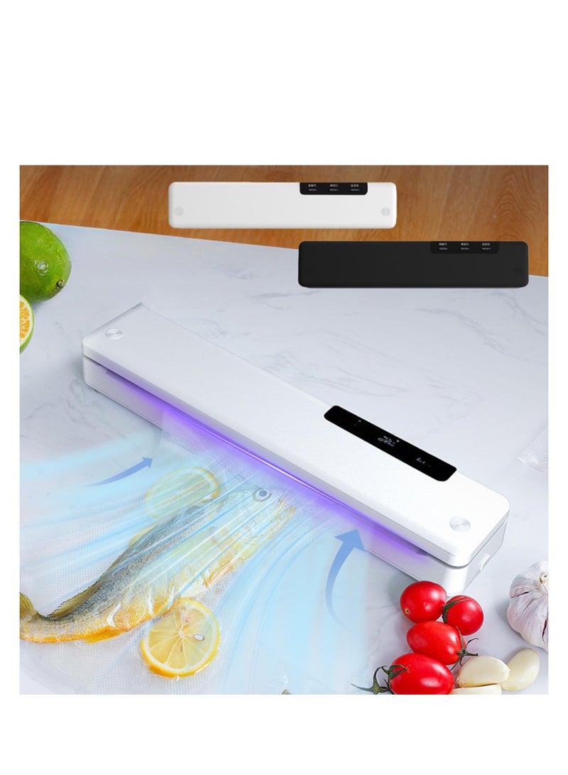 Full Automatic Vacuum Sealer Machine, Food Preservation Vacuum Sealer with LED Indicator Lights for Food Preservation, Compact Design, Automatic Dry/Moist Food Modes Extended Food Freshness (White)