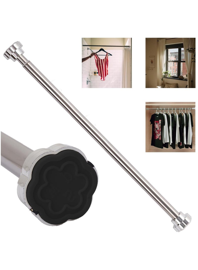 Curtain Rod, 60cm to 105cm Adjustable Length Telescopic Tension Bar Stainless Steel for Shower Stalls Bathtubs Closets Windows Changing Areas - Non-Slip No Drilling