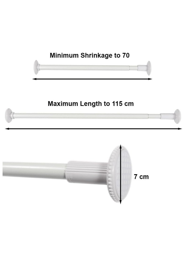 Curtain Rod, 70cm to 115cm Adjustable, No Drill Required, Stainless Steel Tension Rod for Shower, Bathtub, Closet, Window