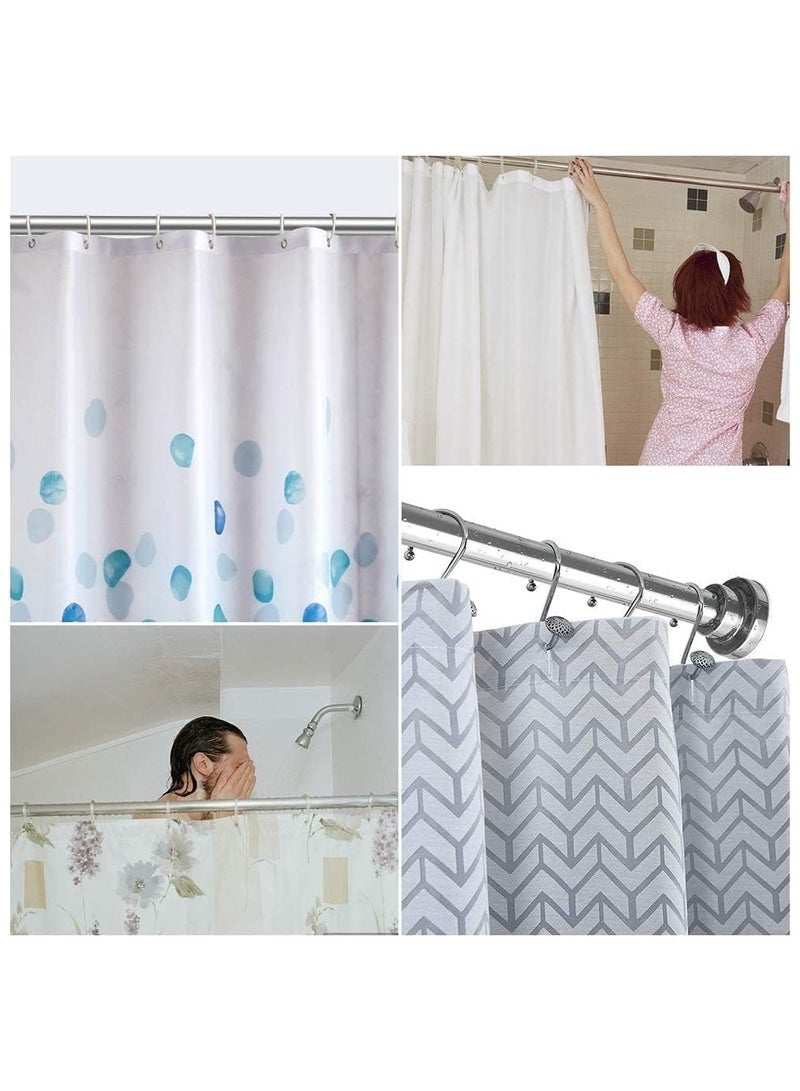 Curtain Rod, 120cm to 220cm Adjustable Length Telescopic Tension Bar Stainless Steel for Shower Stalls Bathtubs Closets Windows Changing Areas - Non-Slip No Drilling