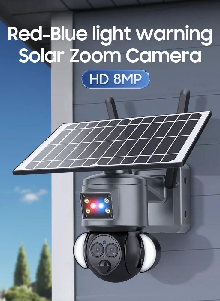 Outdoor Solar Cell 4G Binocular Camera HD WIFI Night Vision Full Color 360 Degree Panoramic Monitor