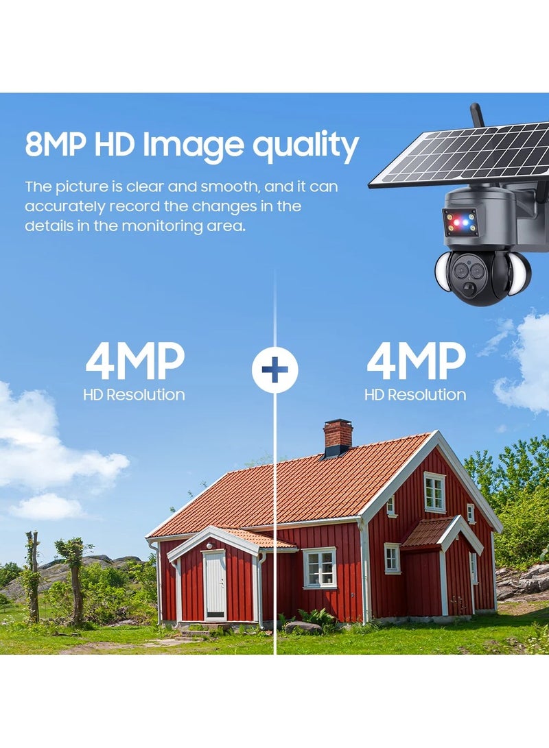 Outdoor Solar Cell 4G Binocular Camera HD WIFI Night Vision Full Color 360 Degree Panoramic Monitor